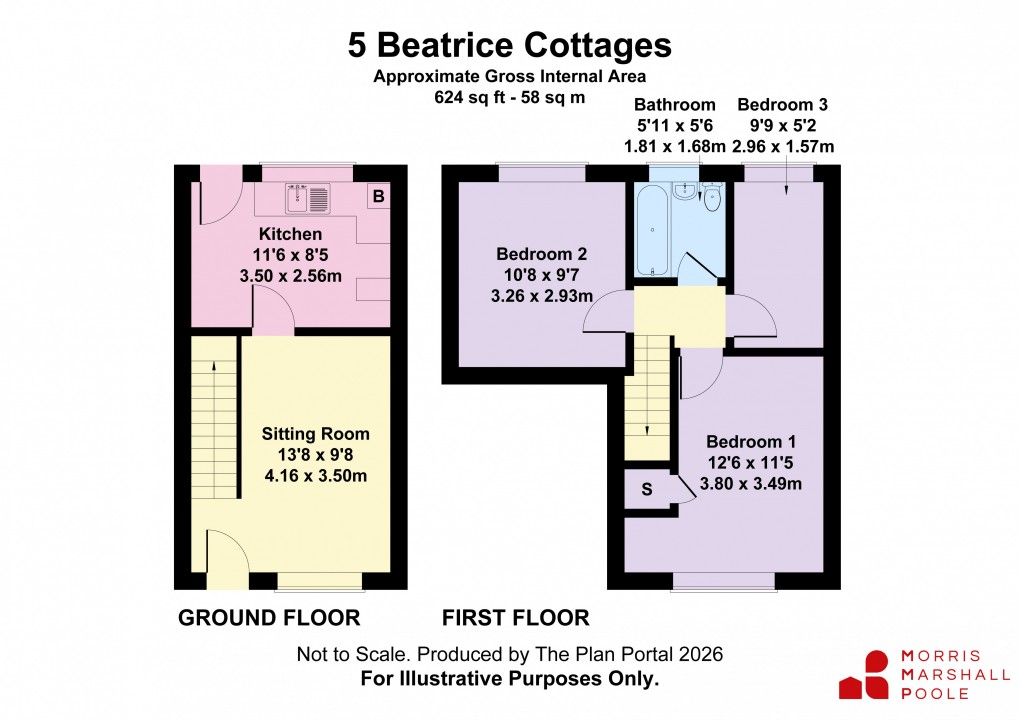 Floorplan for Beatrice Cottages, Albert Road, Oswestry, Shropshire