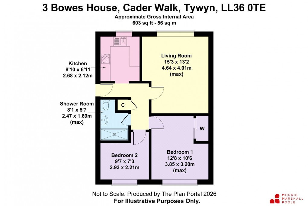 Floorplan for Bowes House, Cader Walk, Tywyn, Gwynedd