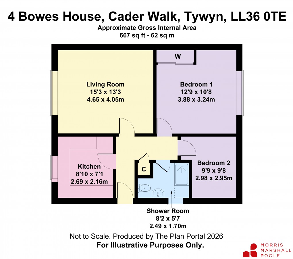 Floorplan for Bowes House, Cader Walk, Tywyn, Gwynedd