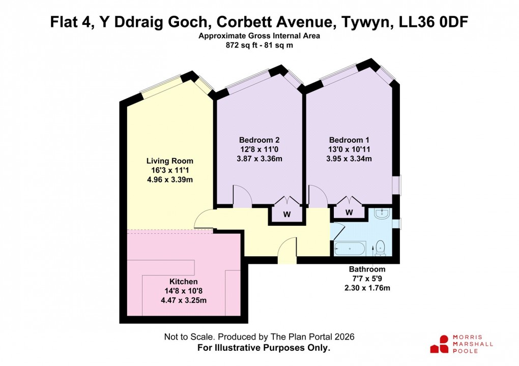 Floorplan for Y Ddraig Goch, Corbett Avenue, Tywyn, Gwynedd