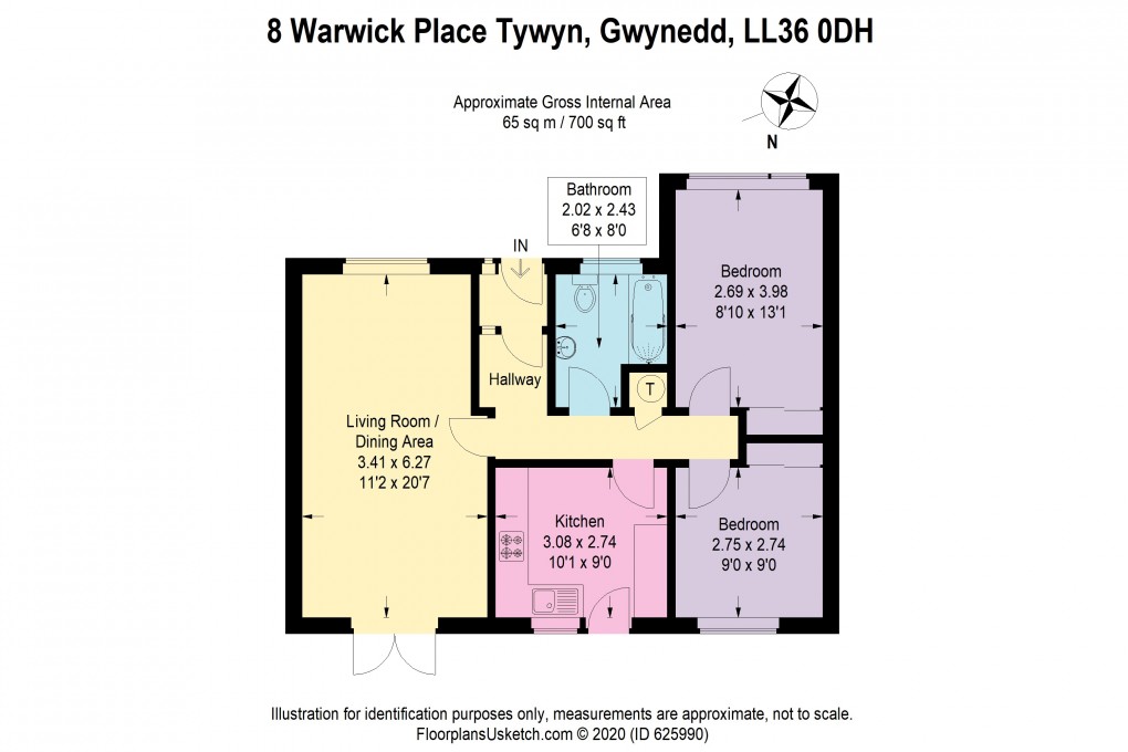 Floorplan for Warwick Place, Tywyn, Gwynedd
