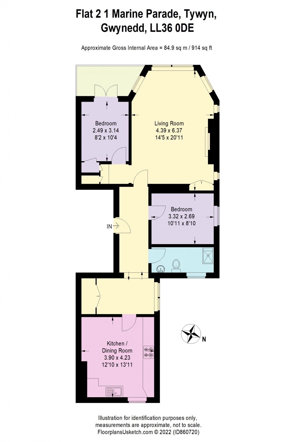 Floorplan for Marine Parade, Tywyn, Gwynedd
