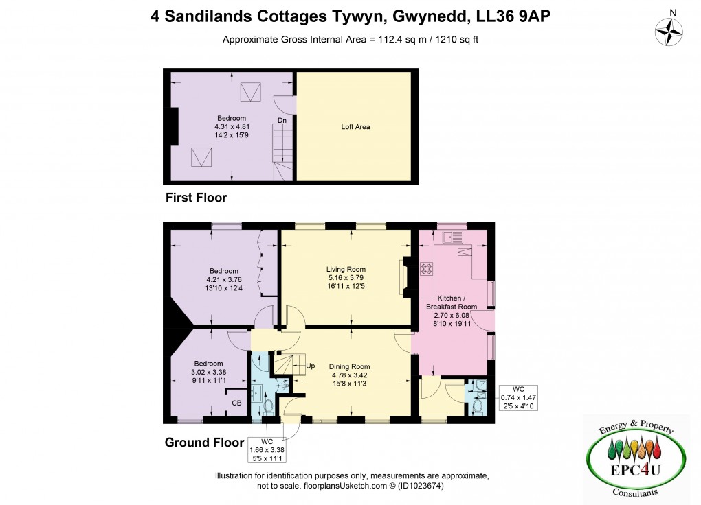 Floorplan for Sandilands Cottages, Tywyn, Gwynedd