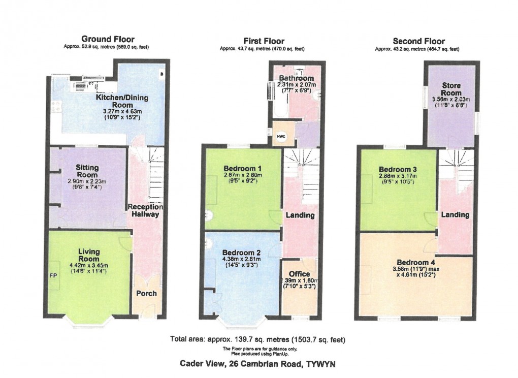 Floorplan for Cambrian Road, Tywyn, Gwynedd