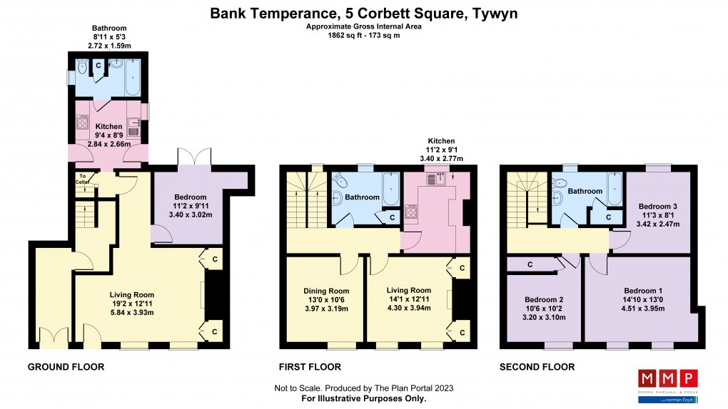Floorplan for Corbett Square, Tywyn, Gwynedd