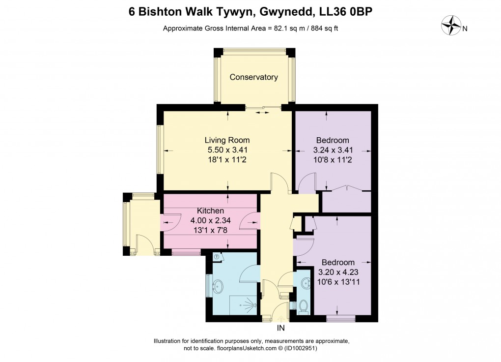 Floorplan for Bishton Walk, Tywyn, Gwynedd