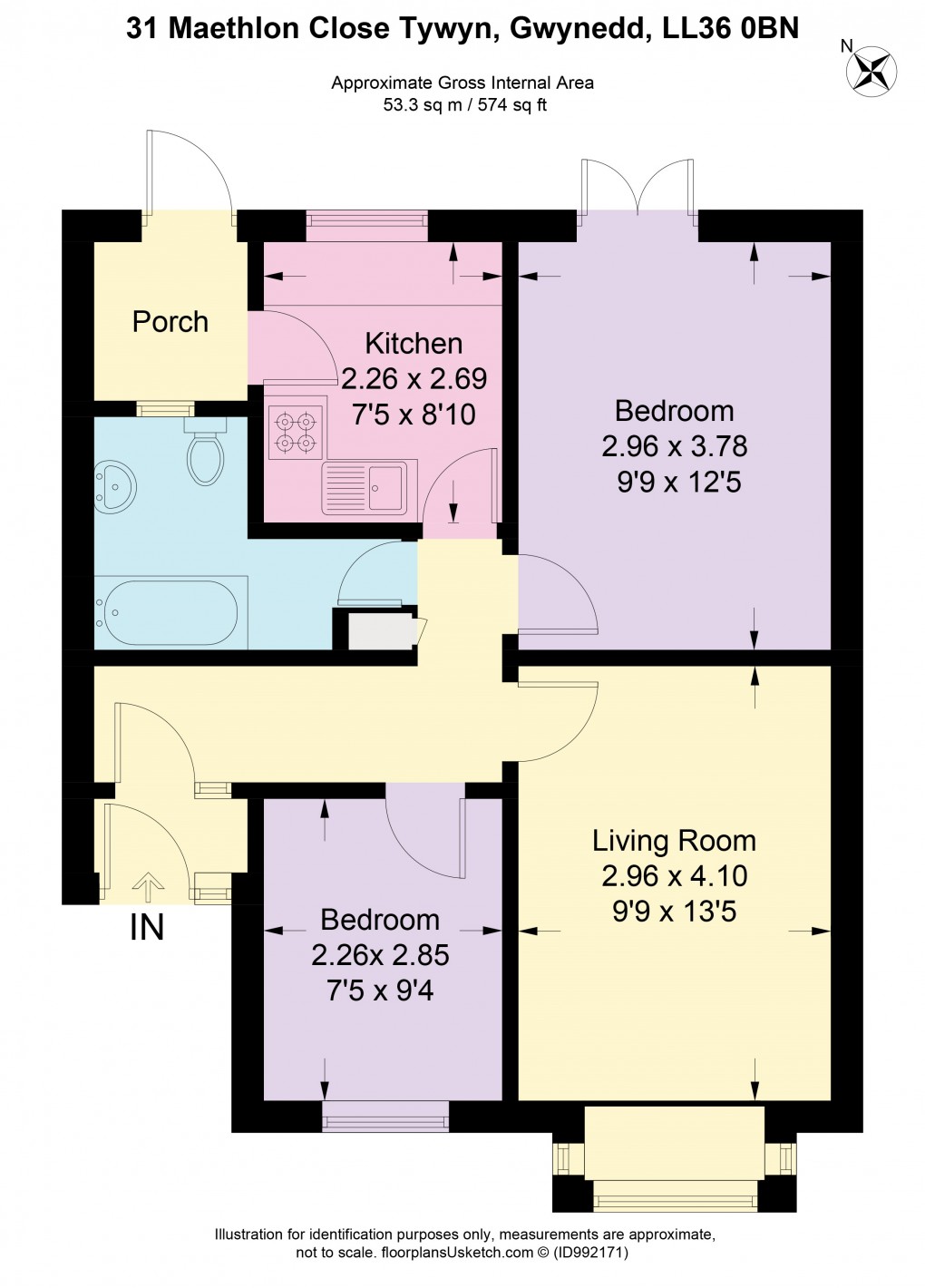 Floorplan for Maethlon Close, Tywyn, Gwynedd
