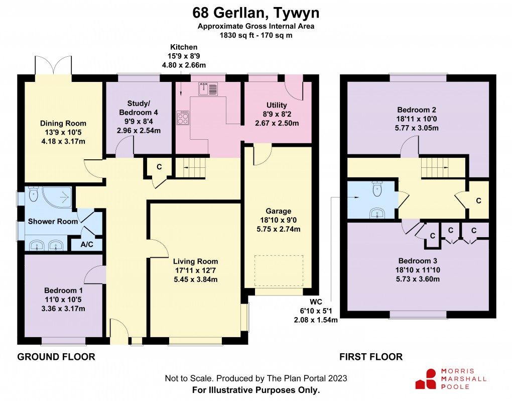 Floorplan for Gerllan, Tywyn, Gwynedd