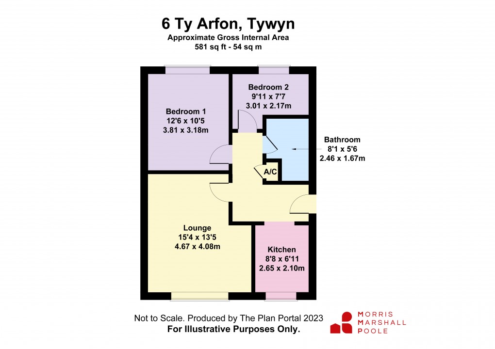 Floorplan for Ty Arfon, Tywyn, Gwynedd