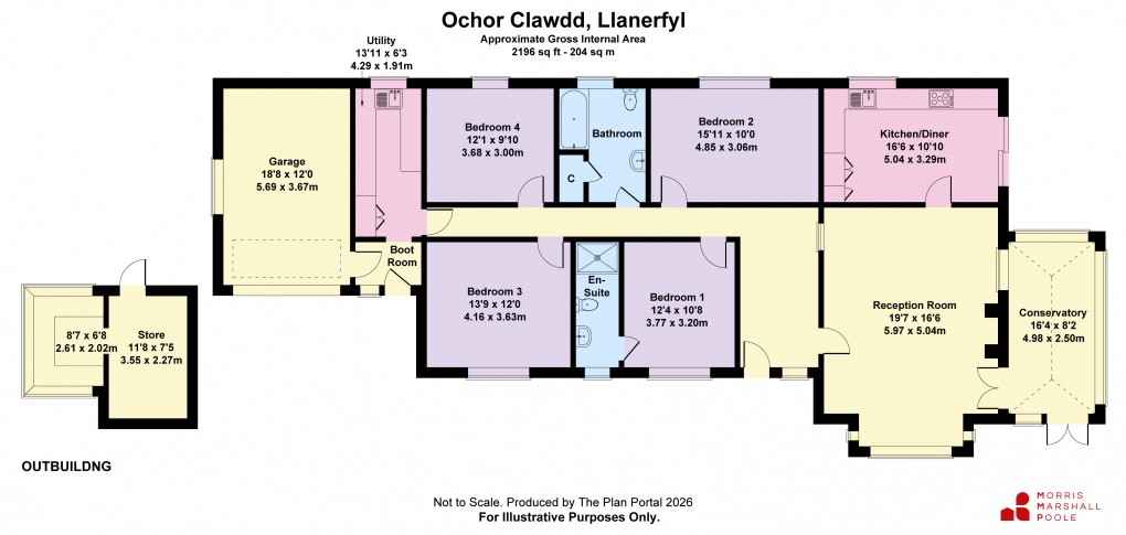 Floorplan for Llanerfyl, Welshpool, Powys