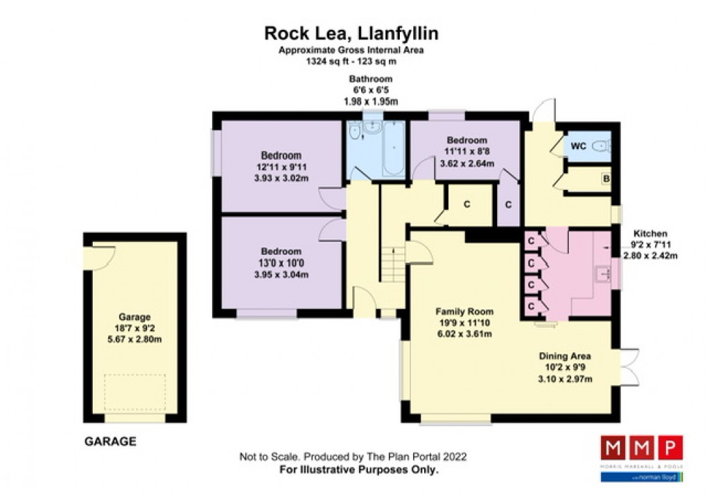 Floorplan for Derwlwyn Lane, Llanfyllin, Powys