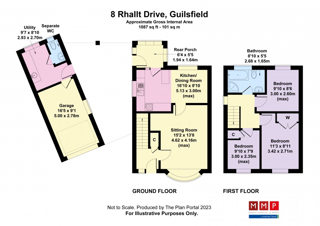 Floorplan for Rhallt Drive, Guilsfield, Welshpool, Powys
