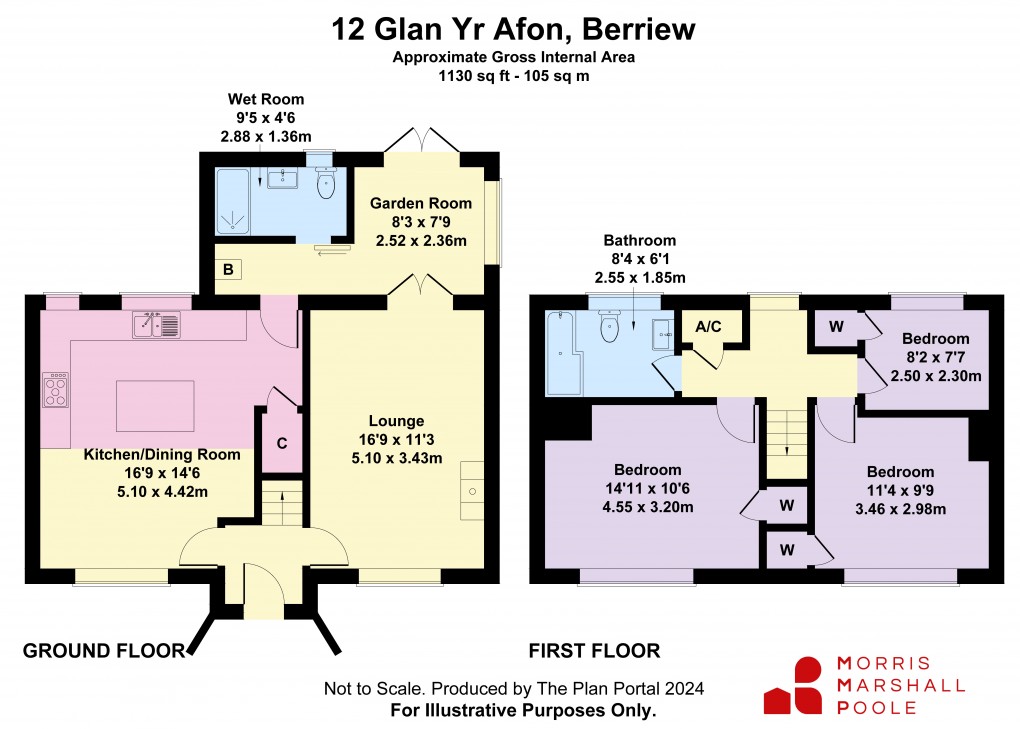 Floorplan for Glan Yr Afon, Berriew, Welshpool, Powys