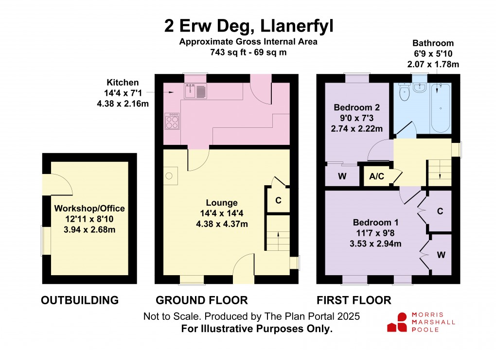 Floorplan for Erw Deg, Llanerfyl, Welshpool, Powys