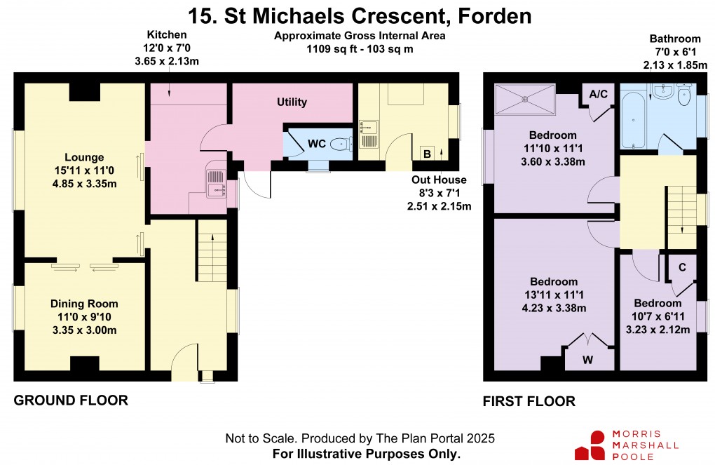 Floorplan for St. Michaels Crescent, Forden, Welshpool, Powys
