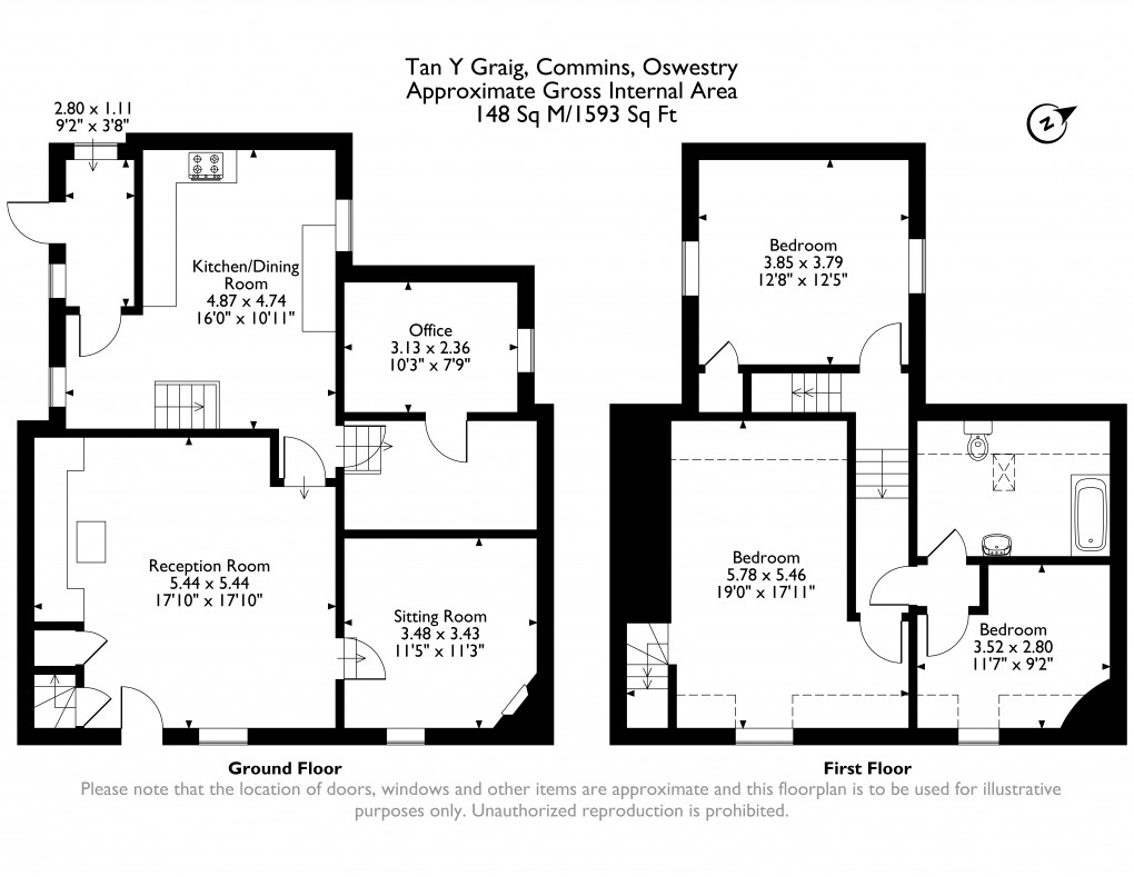 Floorplan for Commins, Llanrhaeadr Ym Mochnant, Oswestry, Powys