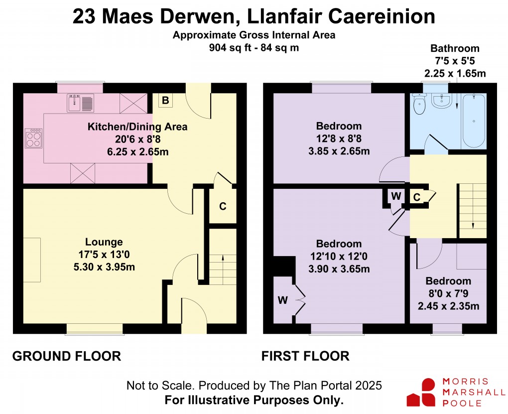 Floorplan for Maes Derwen, Llanfair Caereinion, Welshpool, Powys