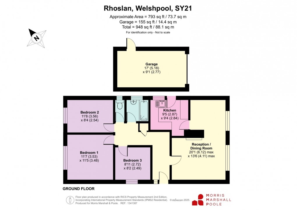 Floorplan for Rhoslan, Guilsfield, Welshpool, Powys