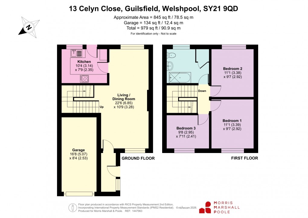 Floorplan for Celyn Close, Guilsfield, Welshpool, Powys