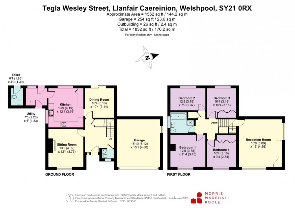 Floorplan for Wesley Street, Llanfair Caereinion, Welshpool, Powys