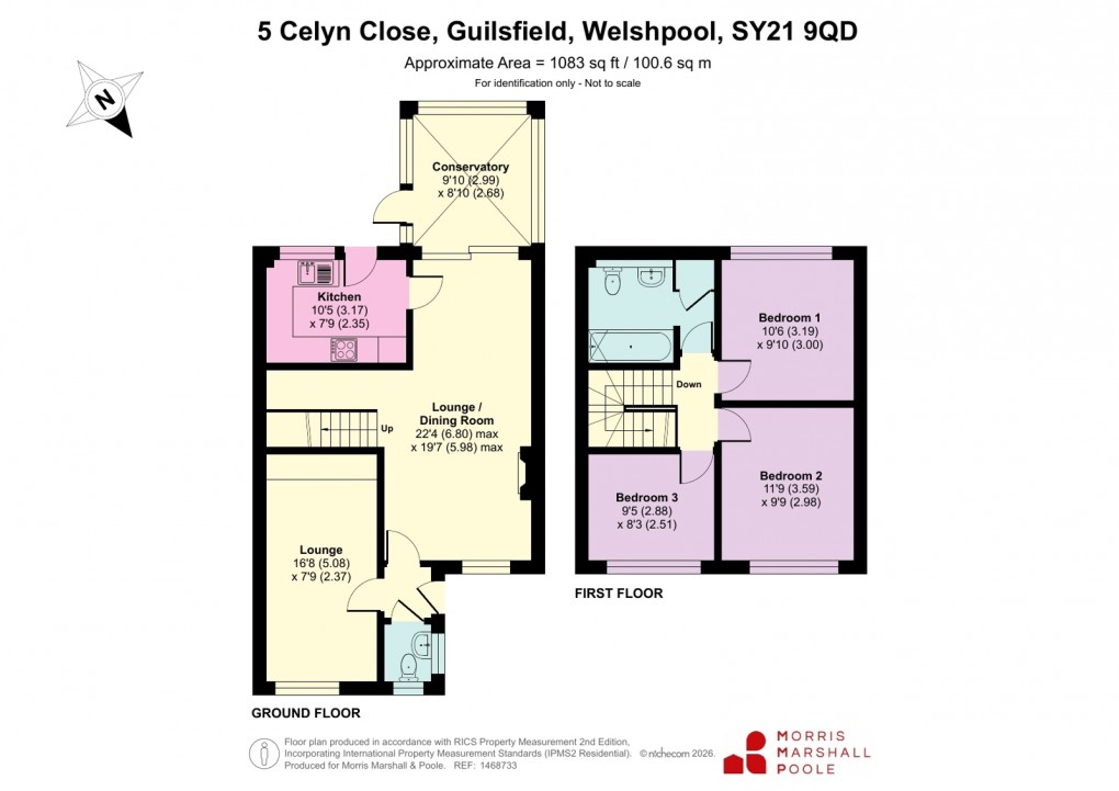 Floorplan for Celyn Close, Guilsfield, Welshpool, Powys