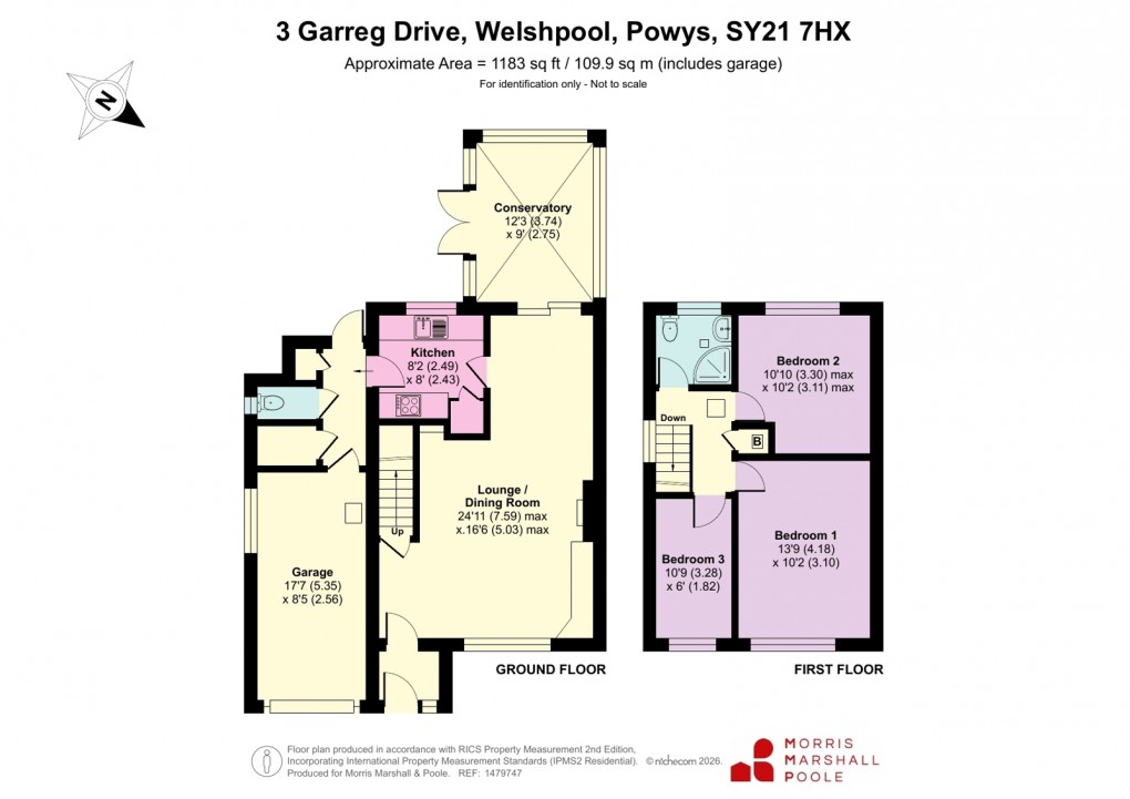 Floorplan for Garreg Drive, Welshpool, Powys