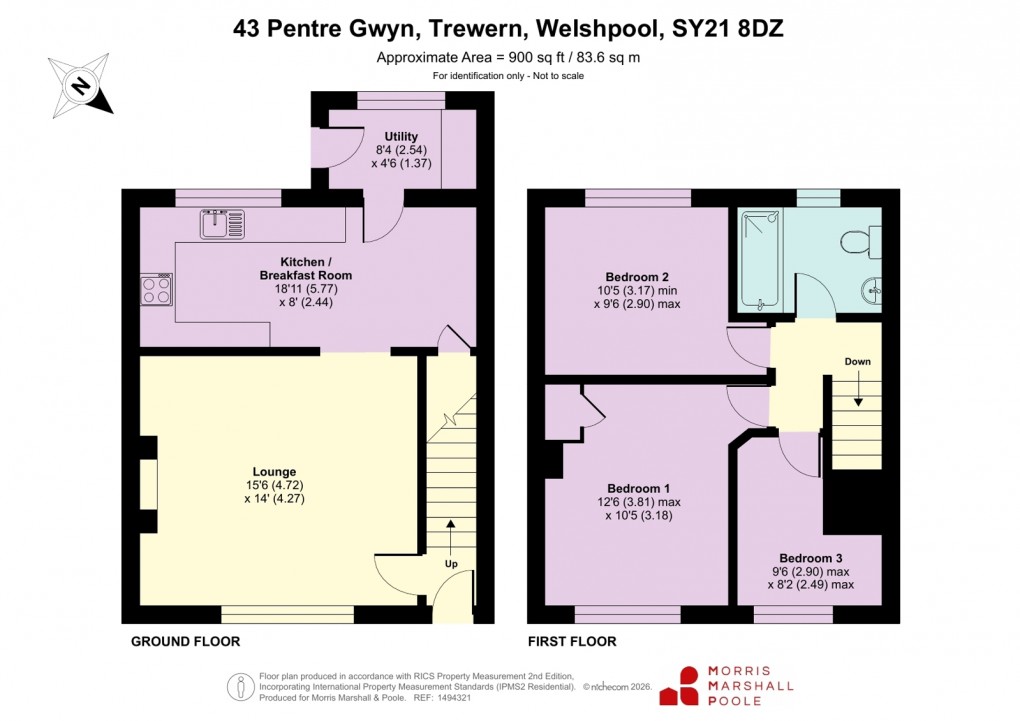 Floorplan for Pentre Gwyn, Trewern, Welshpool, Powys